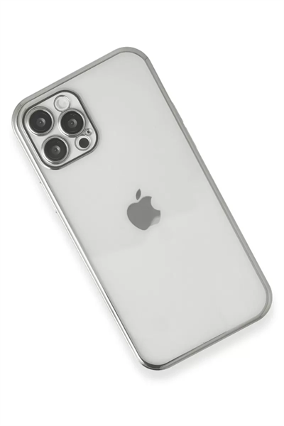 Apple iPhone 12 Pro Kılıf Lensli Silikon - Gümüş