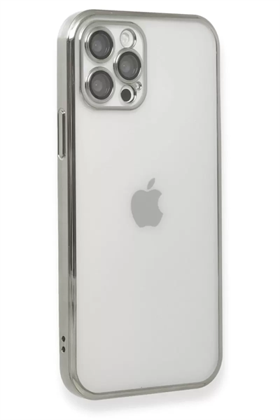 Apple iPhone 12 Pro Kılıf Lensli Silikon - Gümüş