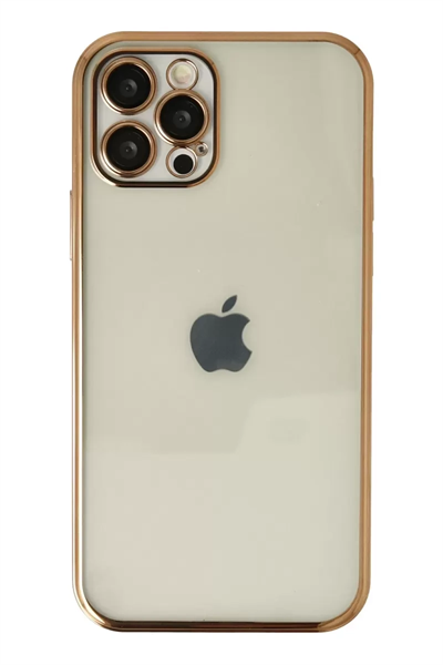 Apple iPhone 12 Pro Kılıf Lensli Silikon - Gold