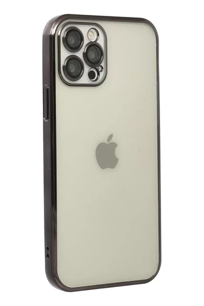 Apple iPhone 12 Pro Kılıf Lensli Silikon - Siyah