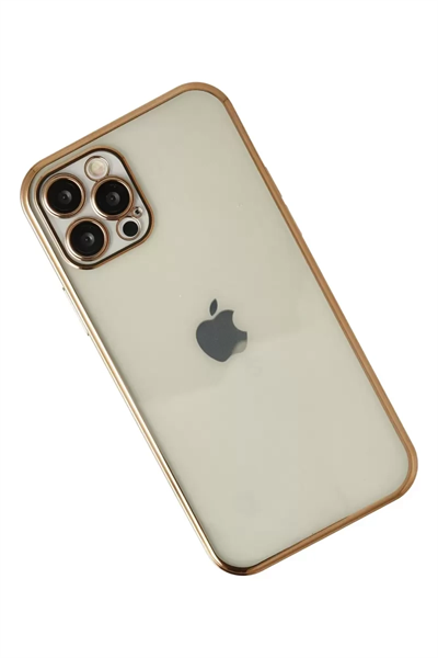 Apple iPhone 12 Pro Kılıf Lensli Silikon - Gold