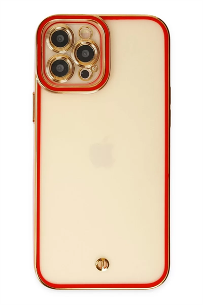 Apple iPhone 12 Pro Kılıf Liva Lens Silikon - Kırmızı