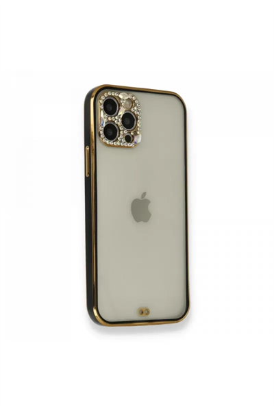Apple iPhone 12 Pro Kılıf Liva Taşlı Silikon - Siyah