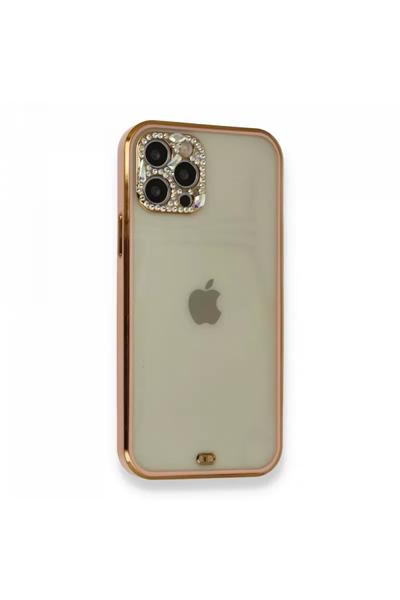 Apple iPhone 12 Pro Kılıf Liva Taşlı Silikon - Pembe