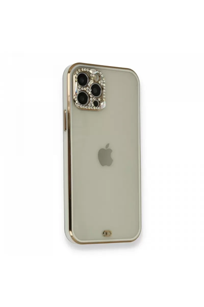 Apple iPhone 12 Pro Kılıf Liva Taşlı Silikon - Beyaz