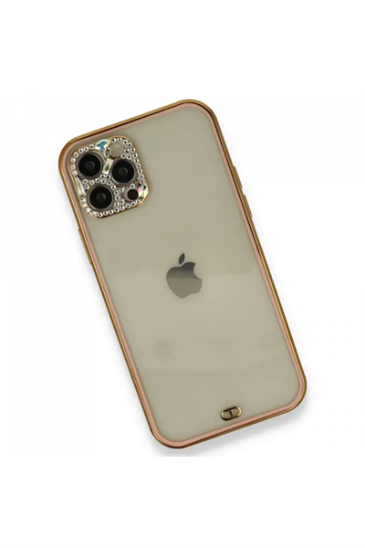 Apple iPhone 12 Pro Kılıf Liva Taşlı Silikon - Pembe