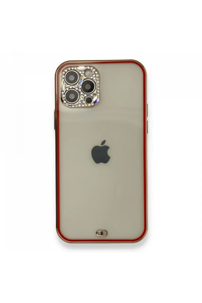 Apple iPhone 12 Pro Kılıf Liva Taşlı Silikon - Kırmızı