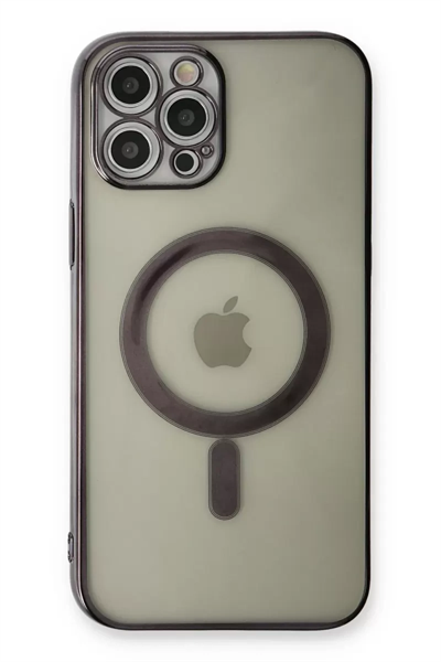 Apple iPhone 12 Pro Kılıf Magneticsafe Lazer Silikon - Siyah