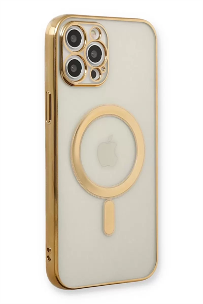 Apple iPhone 12 Pro Kılıf Magneticsafe Lazer Silikon - Gold
