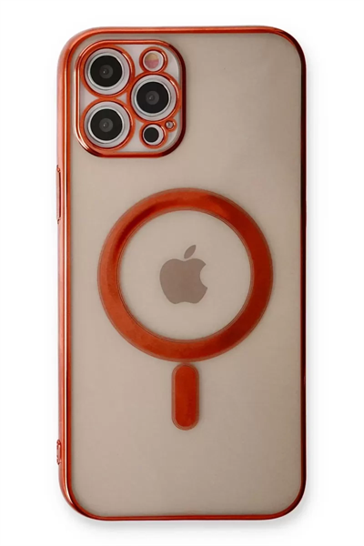 Apple iPhone 12 Pro Kılıf Magneticsafe Lazer Silikon - Kırmızı
