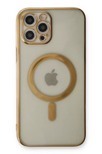 Apple iPhone 12 Pro Kılıf Magneticsafe Lazer Silikon - Gold
