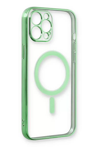 Apple iPhone 12 Pro Kılıf Magneticsafe Lazer Silikon - Haki Yeşil