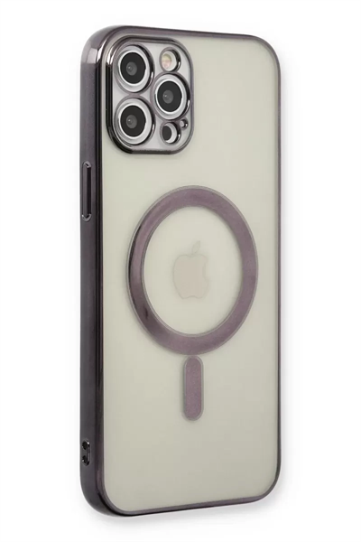 Apple iPhone 12 Pro Kılıf Magneticsafe Lazer Silikon - Siyah