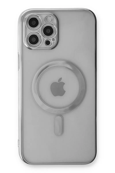 Apple iPhone 12 Pro Kılıf Magneticsafe Lazer Silikon - Gümüş