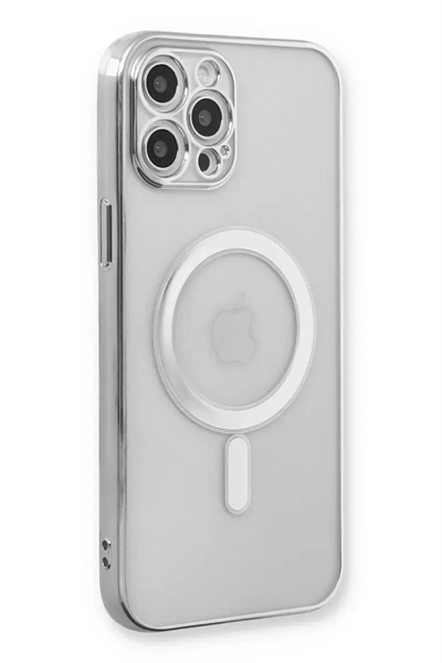 Apple iPhone 12 Pro Kılıf Magneticsafe Lazer Silikon - Gümüş