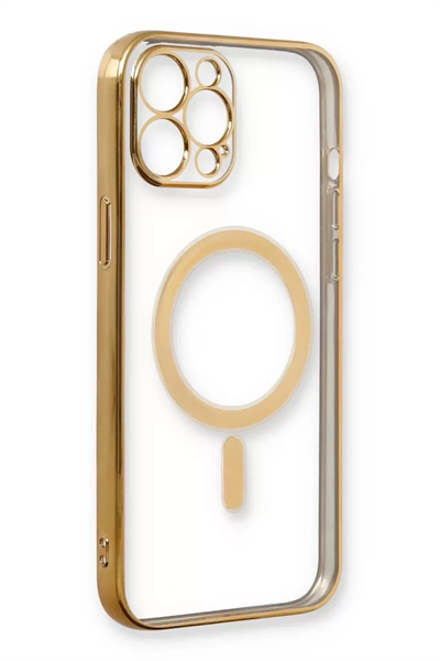 Apple iPhone 12 Pro Kılıf Magneticsafe Lazer Silikon - Gold