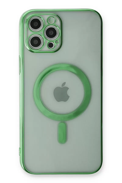 Apple iPhone 12 Pro Kılıf Magneticsafe Lazer Silikon - Haki Yeşil