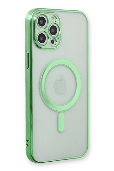 Apple iPhone 12 Pro Kılıf Magneticsafe Lazer Silikon - Haki Yeşil