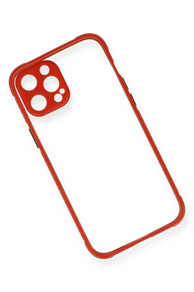 Apple iPhone 12 Pro Kılıf Miami Şeffaf Silikon - Kırmızı