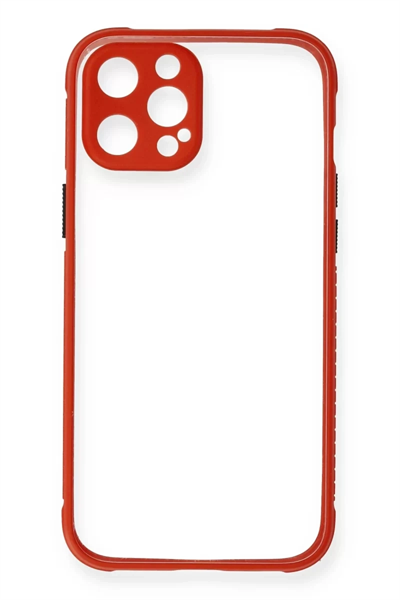 Apple iPhone 12 Pro Kılıf Miami Şeffaf Silikon - Kırmızı