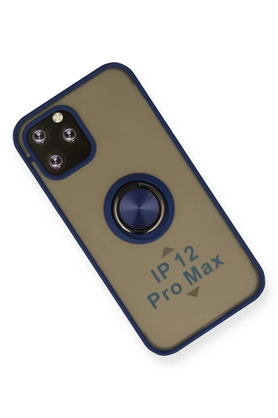 Apple iPhone 12 Pro Kılıf Montreal Yüzüklü Silikon Kapak - Lacivert