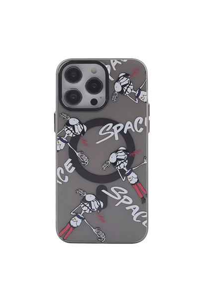 Apple iPhone 12 Pro Max Kılıf Apollo Magneticsafe Desenli Kapak - Apollo Siyah - 3