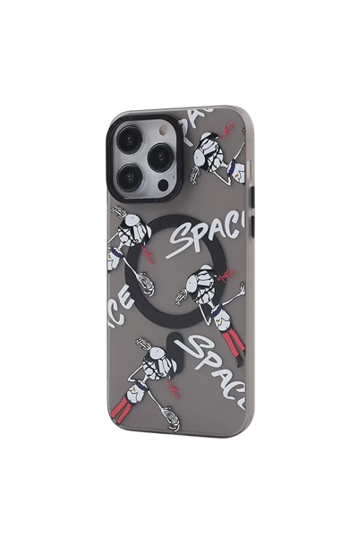 Apple iPhone 12 Pro Max Kılıf Apollo Magneticsafe Desenli Kapak - Apollo Siyah - 3