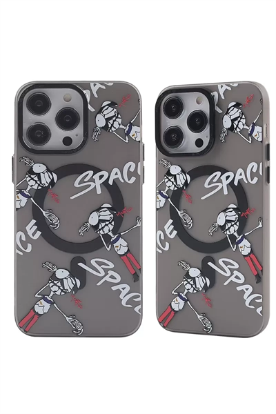 Apple iPhone 12 Pro Max Kılıf Apollo Magneticsafe Desenli Kapak - Apollo Siyah - 3
