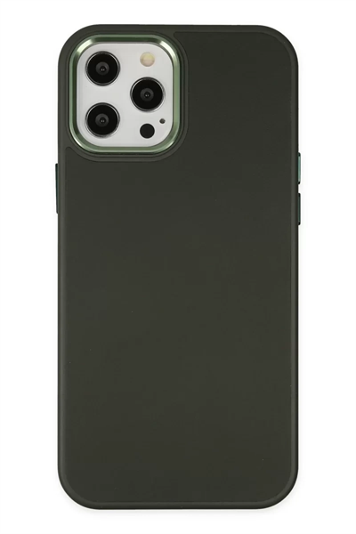 Apple iPhone 12 Pro Max Kılıf Asya Deri Silikon - Koyu Yeşil