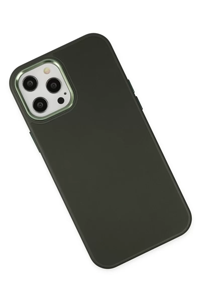 Apple iPhone 12 Pro Max Kılıf Asya Deri Silikon - Koyu Yeşil