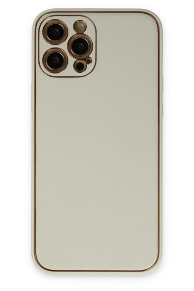 Apple iPhone 12 Pro Max Kılıf Coco Deri Silikon Kapak - Beyaz