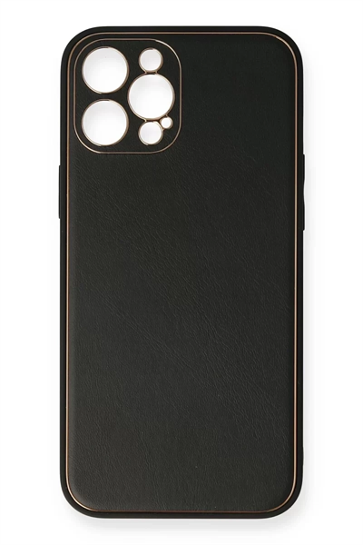 Apple iPhone 12 Pro Max Kılıf Coco Deri Silikon Kapak - Siyah