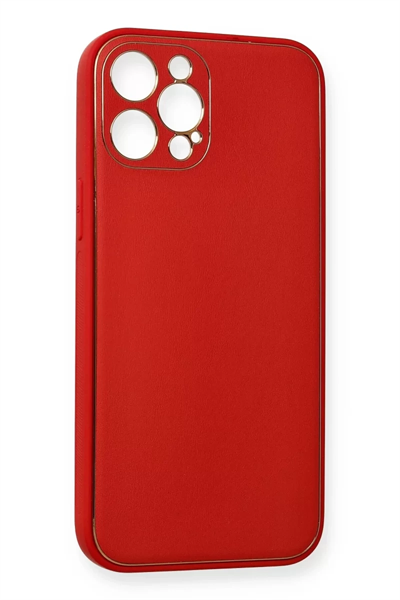 Apple iPhone 12 Pro Max Kılıf Coco Deri Silikon Kapak - Kırmızı