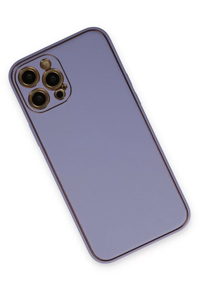 Apple iPhone 12 Pro Max Kılıf Coco Deri Silikon Kapak - Açık Lila