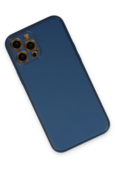 Apple iPhone 12 Pro Max Kılıf Coco Deri Silikon Kapak - Açık Mavi