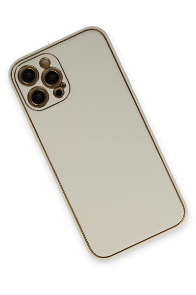 Apple iPhone 12 Pro Max Kılıf Coco Deri Silikon Kapak - Beyaz