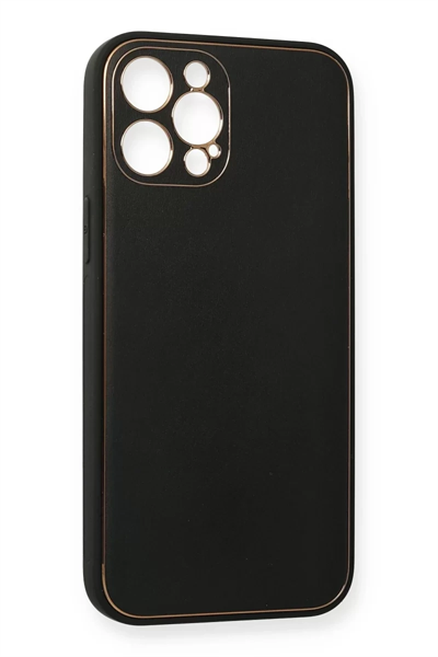 Apple iPhone 12 Pro Max Kılıf Coco Deri Silikon Kapak - Siyah