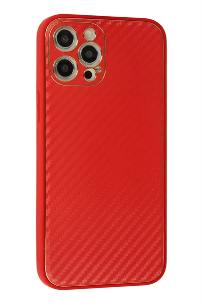 Apple iPhone 12 Pro Max Kılıf Coco Karbon Silikon - Kırmızı