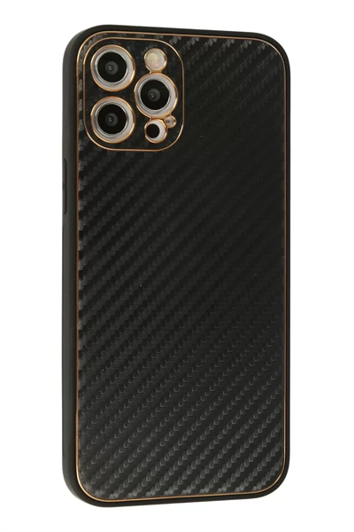 Apple iPhone 12 Pro Max Kılıf Coco Karbon Silikon - Siyah