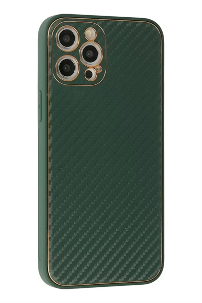 Apple iPhone 12 Pro Max Kılıf Coco Karbon Silikon - Yeşil