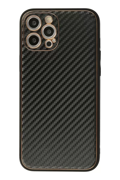 Apple iPhone 12 Pro Max Kılıf Coco Karbon Silikon - Siyah