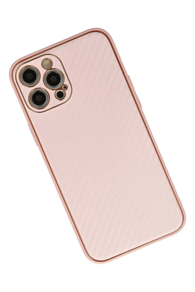 Apple iPhone 12 Pro Max Kılıf Coco Karbon Silikon - Pembe