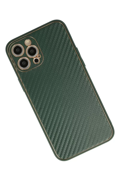 Apple iPhone 12 Pro Max Kılıf Coco Karbon Silikon - Yeşil