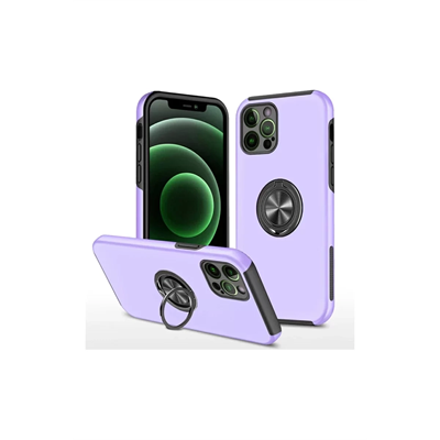 Apple iPhone 12 Pro Max Kılıf Elit Yüzüklü Kapak - Mor