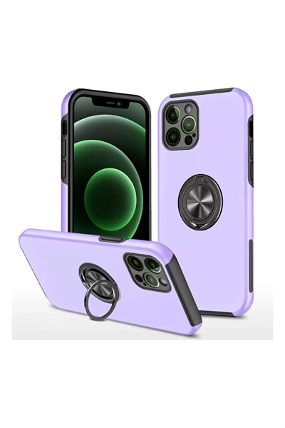 Apple iPhone 12 Pro Max Kılıf Elit Yüzüklü Kapak - Mor