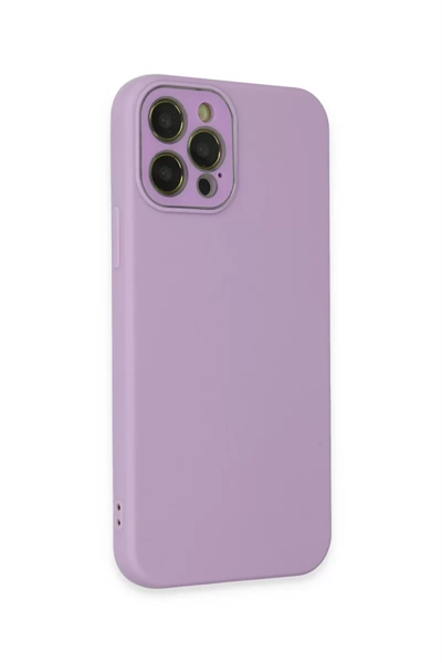 Apple iPhone 12 Pro Max Kılıf Lansman Glass Kapak - Lila