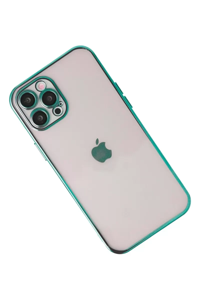 Apple iPhone 12 Pro Max Kılıf Lensli Silikon - Yeşil