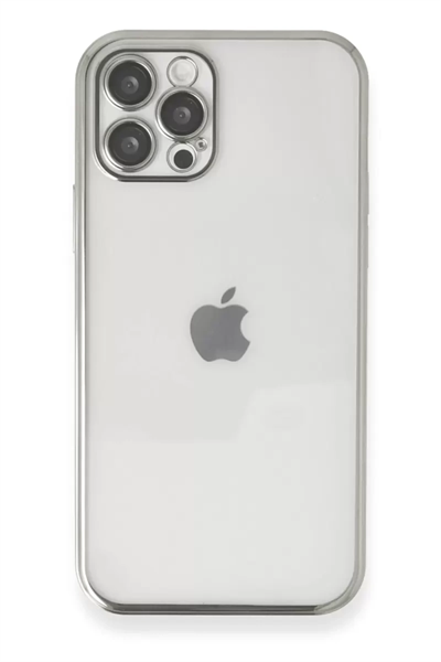 Apple iPhone 12 Pro Max Kılıf Lensli Silikon - Gümüş