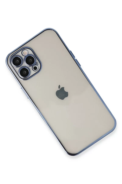Apple iPhone 12 Pro Max Kılıf Lensli Silikon - Açık Mavi