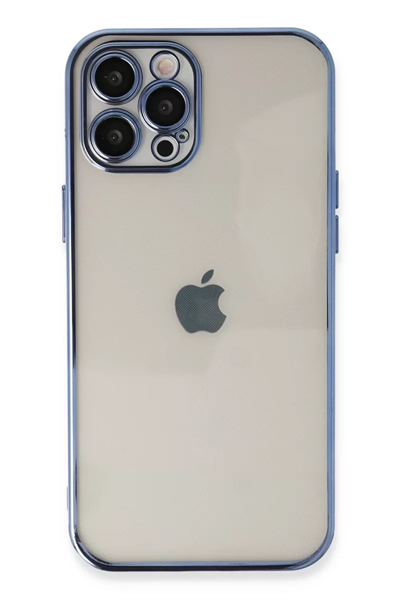 Apple iPhone 12 Pro Max Kılıf Lensli Silikon - Açık Mavi